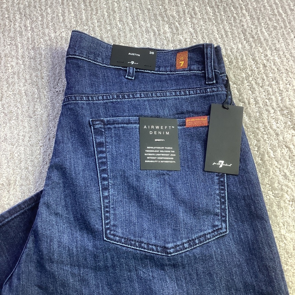 7 For All Mankind‎ Austyn Relaxed Straight Jeans Airweft Denim Size 36 x 33 NWT